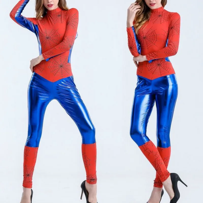 blue leather jumpsuit