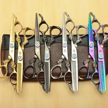 2 шт. 6,0 ''440C Профессиональный человеческие волосы Парикмахерские ножницы резка ножницы+ филировочные ножницы Big Dragon ручка Z9004