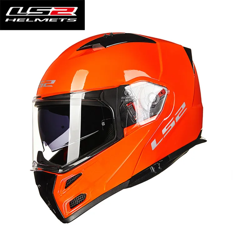 LS2 Metro шлем мотоциклетный для Touring Cruiser модульный анфас откидной двойной козырек шлемы - Цвет: Glossy Orange