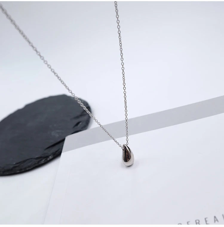 F.I.N.S простое 925 пробы Серебряное гладкое каплевидное ожерелье с подвеской, индивидуальное Короткое серебряное ожерелье 925 ювелирные изделия корейская мода - Окраска металла: Silver Color