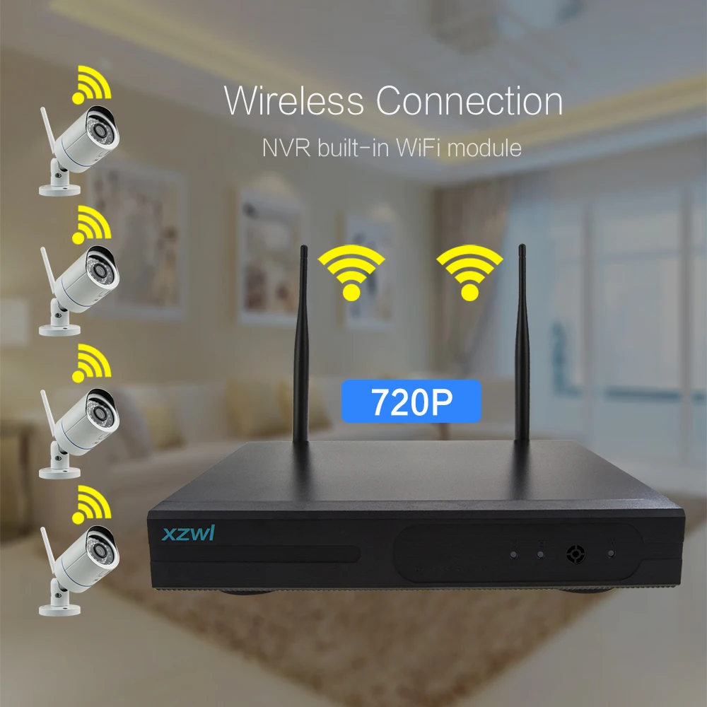 720 P HD Беспроводной CCTV Системы 4CH NVR сети ip Камера инфракрасный Ночное видение пуля