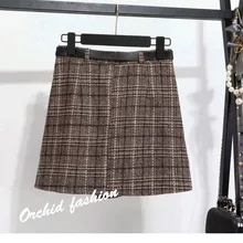 Fashion Plaid Woolen Skirt Female 2019 New High Waist Skirt A-Line Natural Plaid Casual Cotton Fashion Plaid Woolen Skirt Female 2019 New High Waist Skirt A-Line Natural Plaid Casual Cotton