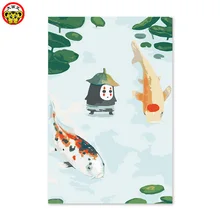 Spirited Awayspirited lotus leaf Digital oil painting eight diagrams of big carp scenic animals Chinese classical culture