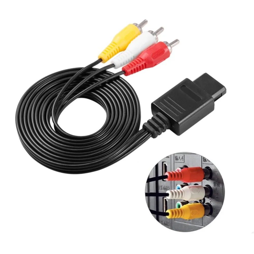 

160cm Audio TV Video Cord AV Cable to RCA A/V Cable Black Cord for Nintendo GameCube N64/NGC/SFC