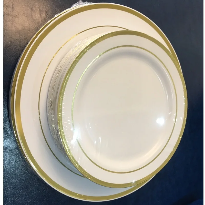 

10 pcs/set Disposable Plastic Plate Eco Friendly Bronze Silver Round Dish Plate Candy Plates Home Storage Tray for Wedding Party