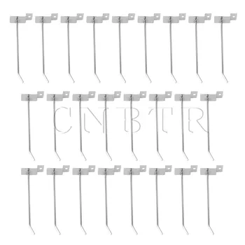 

CNBTR 25x Silver Stainless Steel 150mm Hook Length 3.2mm Dia Slatwall Single Hook Pin Arm Shop Display Fitting Prong Hanger