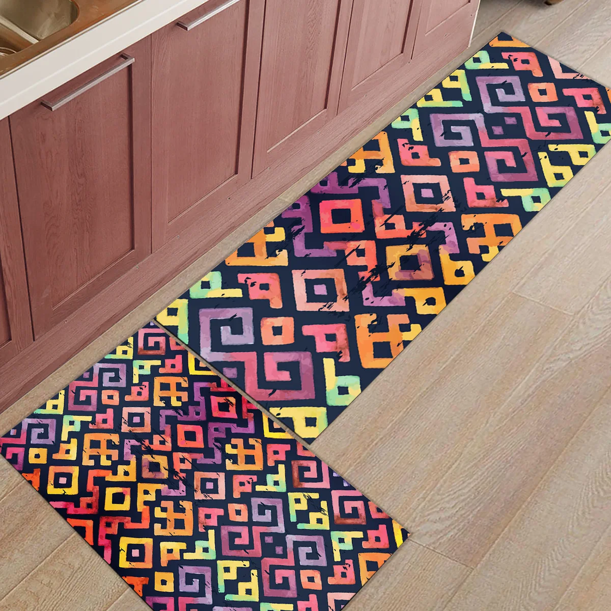 

Ethnic Flower Floral Bathroom Accessories Set Dirt Debris Mud Trapper Boot Shoes Scraper Non Slip Backing Area Runners