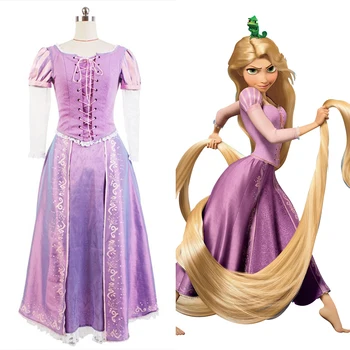 

The Princess Dress Adult Tangled Cosplay Costumes for Halloween Carnival Party for Women Custom full set