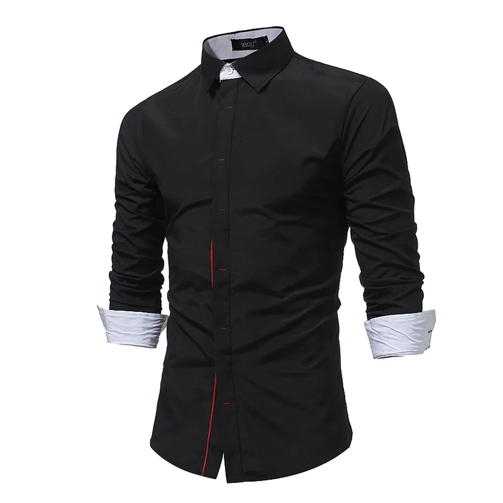

Feitong Men Dress Shirt Turn-Down Collar Slim Fit Long Sleeve Summer Blouses Button Male Top Shirt 2019 Social Business Shirts