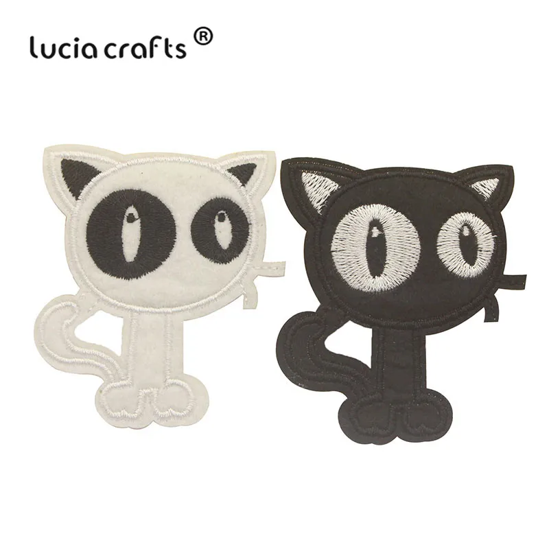 

Lucia crafts 8*7cm Iron-on or Sew-on Embroidery Big Eyes Cat Embroidered Iron On Clothes Patch 2pcs/4pcs L0407