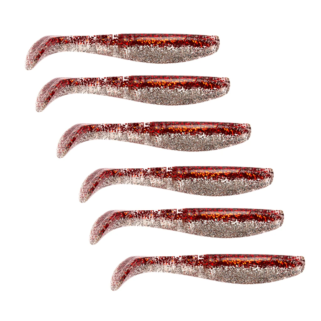 6pcs Swimbaits Minnow/Shad Paddle Tail Worms Soft Fishing Lures Baits for Saltwater and Freshwater Bass Trout Walleye Lure
