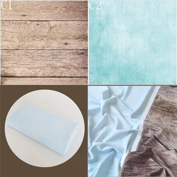 

Clolored Pastel Blue Photography Backdrop Double Sided no Wrinkle Washable Photo Backdrops Grouge Wooden Plank Background Props