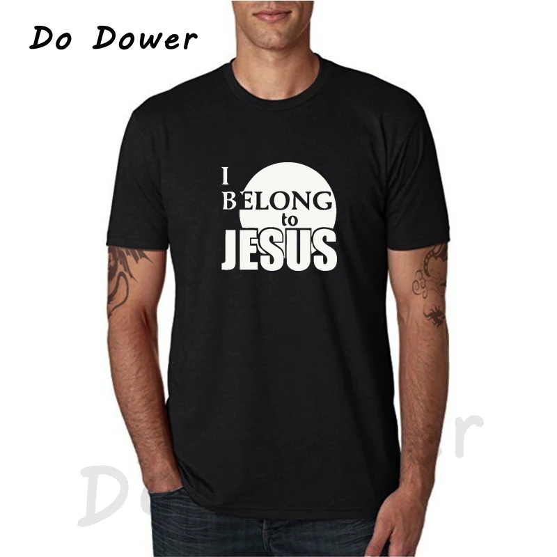 

2018 Summer Printed T Shirts I Belong To Jesus T-shirts Cotton Short Sleeve Christ Religion Catholic Christian Faith Tops Tees