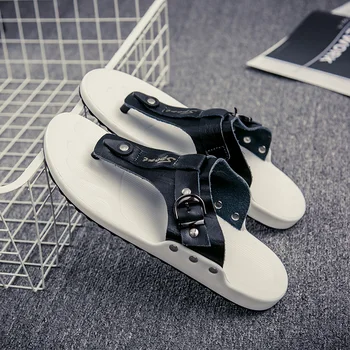 

Fires Brand Men Artificial Leather Slippers Men Summer Flip Flops Comfortable Cool Beach Sandals Outdoor Male Loafer Shoes
