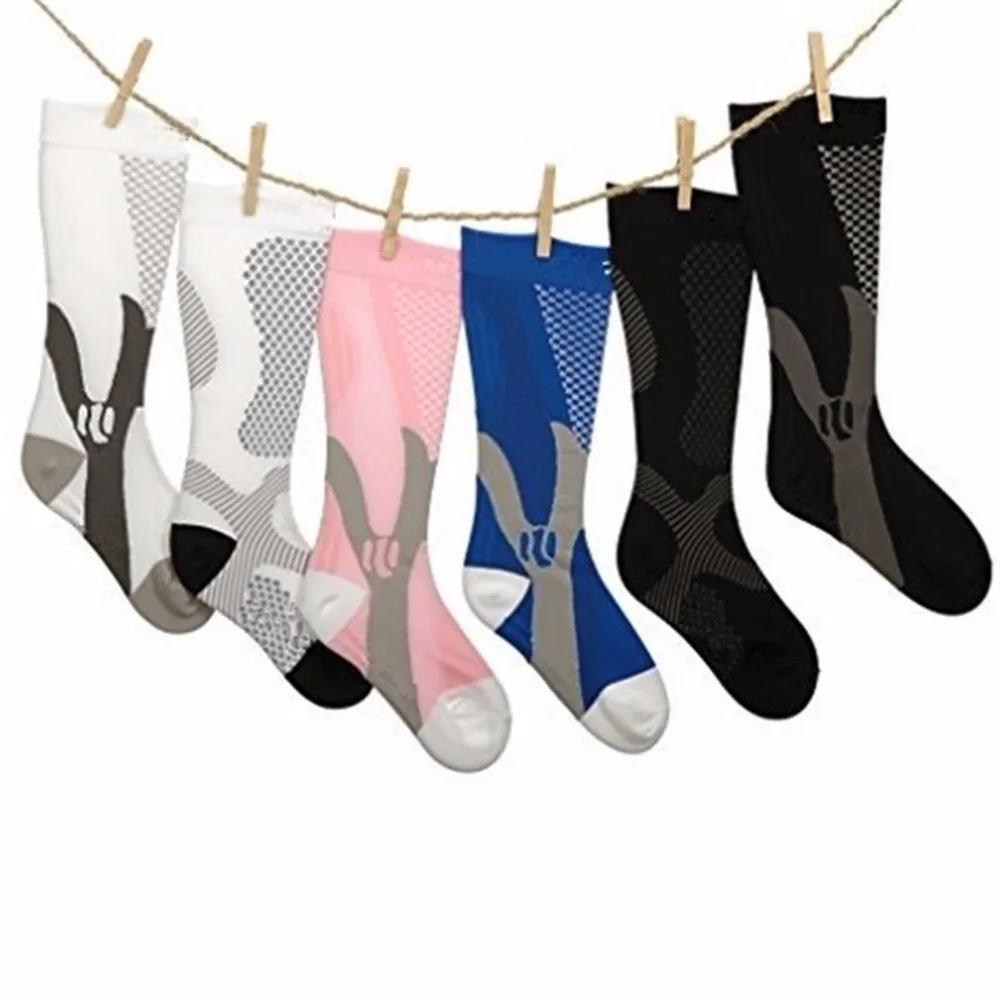 Высокие продажи унисекс ноги Поддержка стрейч Компрессионные носки ниже колена носки Для мужчин Для женщин Магия Производительность