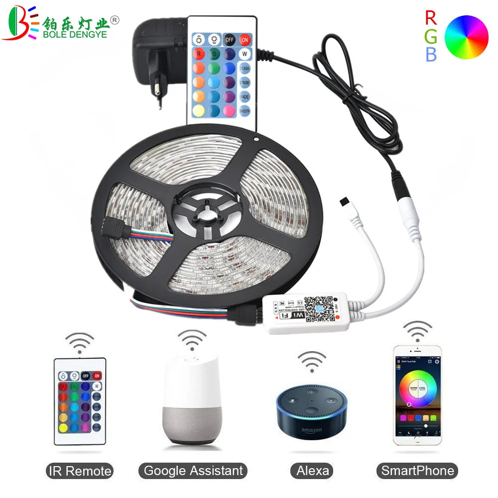 

SMD 5050 Smart Phone Control Wireless WiFi LED Strip Works With Amazon Alexa Google Home IFFFT 5M 10M Flexible RGB Strip Light