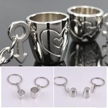 Suti 1 пара металлическая чашка цепочки кольца для ключей держатель для влюбленных брелки для мужчин женщин высокое качество подарок