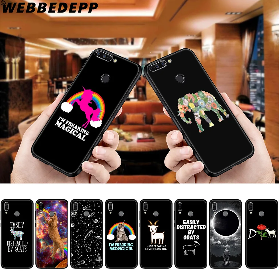 WEBBEDEPP Goats Cat Space Meow Soft Case for Huawei P8 P9 P10 P20 P30 Lite Pro P Smart Z Plus 2019 Y6 Prime 2018 2017 Mini |