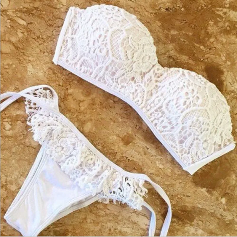 Sexy Biquini 2017 Lace Cover Up Swimwear Women White Bikini Lace