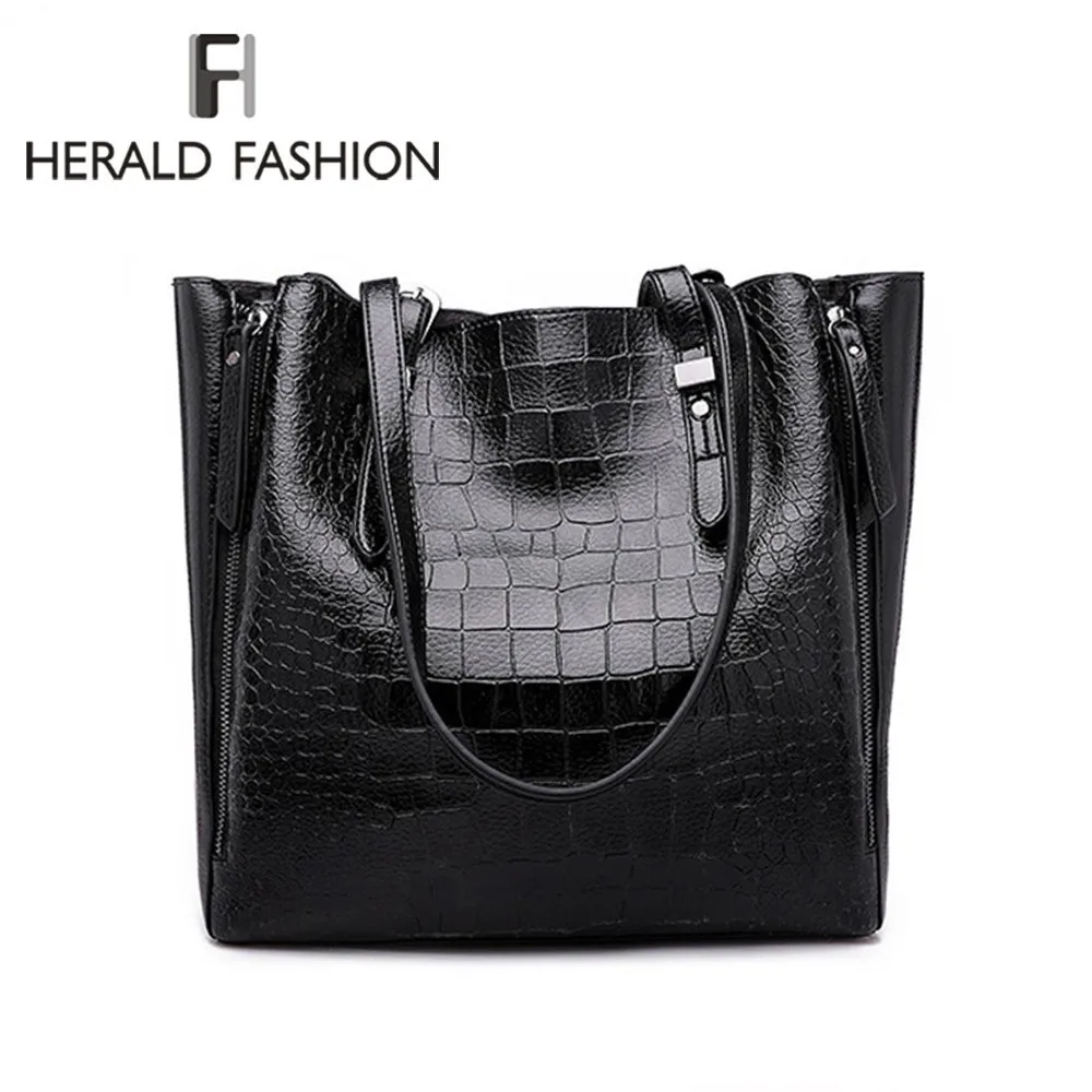 Herald Fashion качественная кожаная женская сумка через плечо с крокодиловым узором