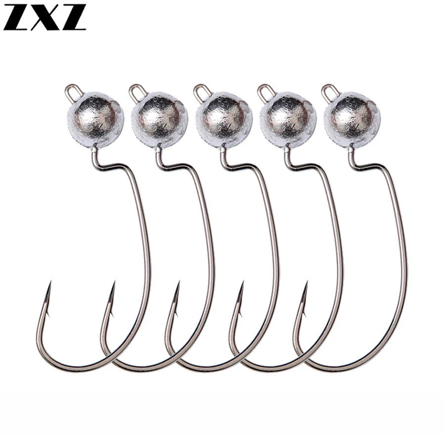 

20Pcs Round Lead Crank Sharp Hooks Weight 5g/7g/10g Jig Head Fishhook for Soft Worm Lure Barbed Carp Jigging Heads Fishing Hook