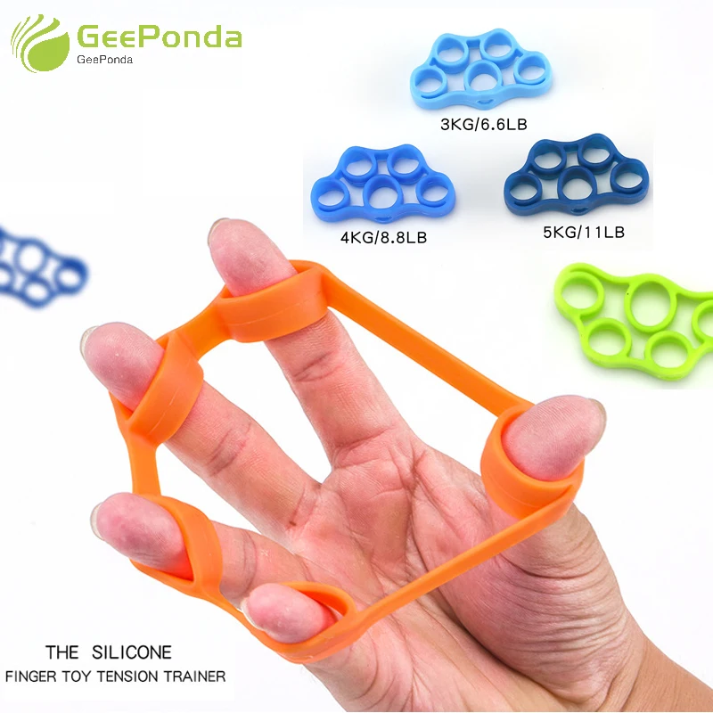 

2Pcs Silicone Finger Gripper Strength Trainer Resistance Band Hand Grip Wrist Yoga Stretcher Finger Expander Exercise 6 colors