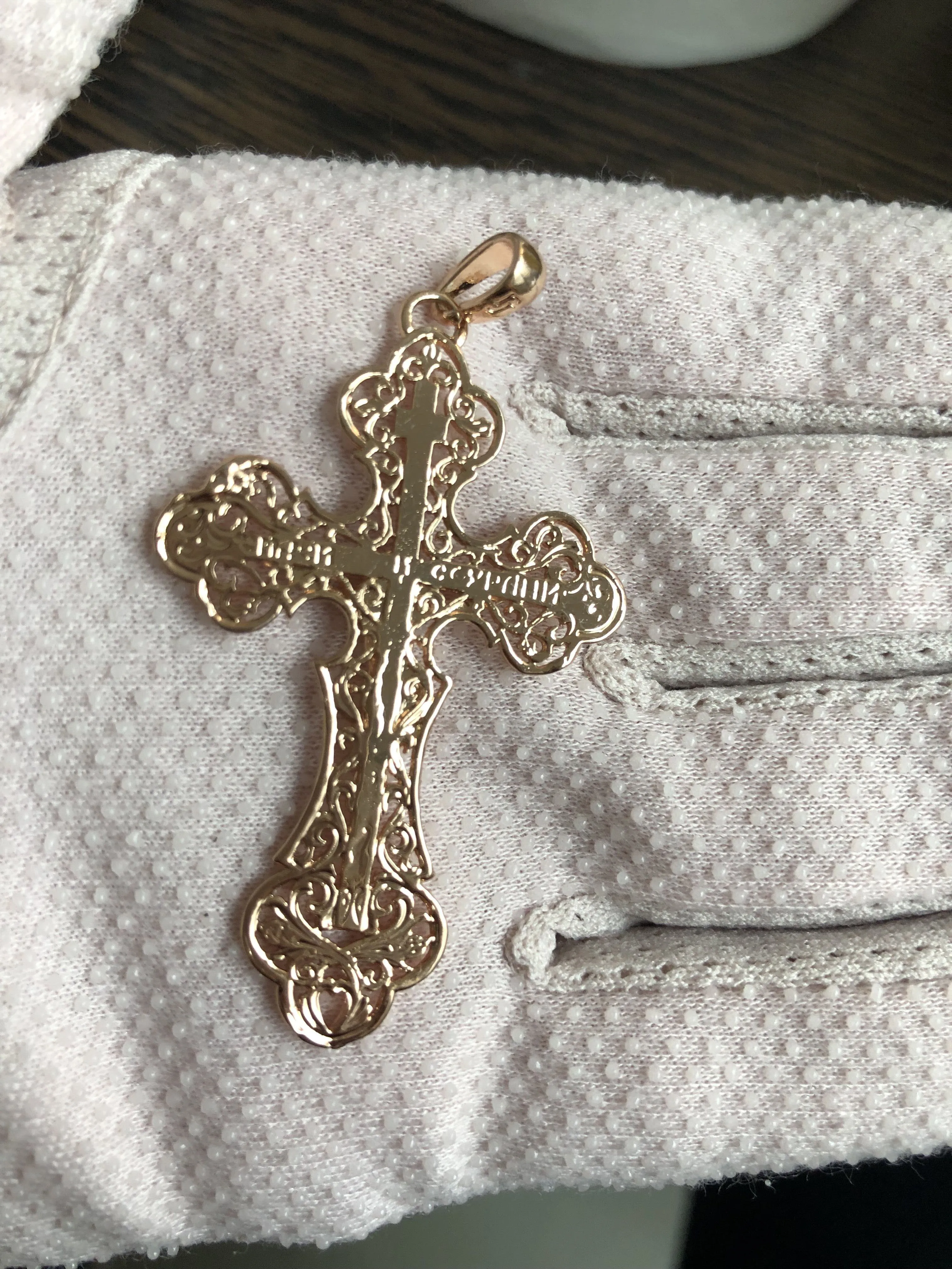 Кулон в виде креста из меди кулон золота 585 пробы ширина 3 см|pendant jewelry|copper cross