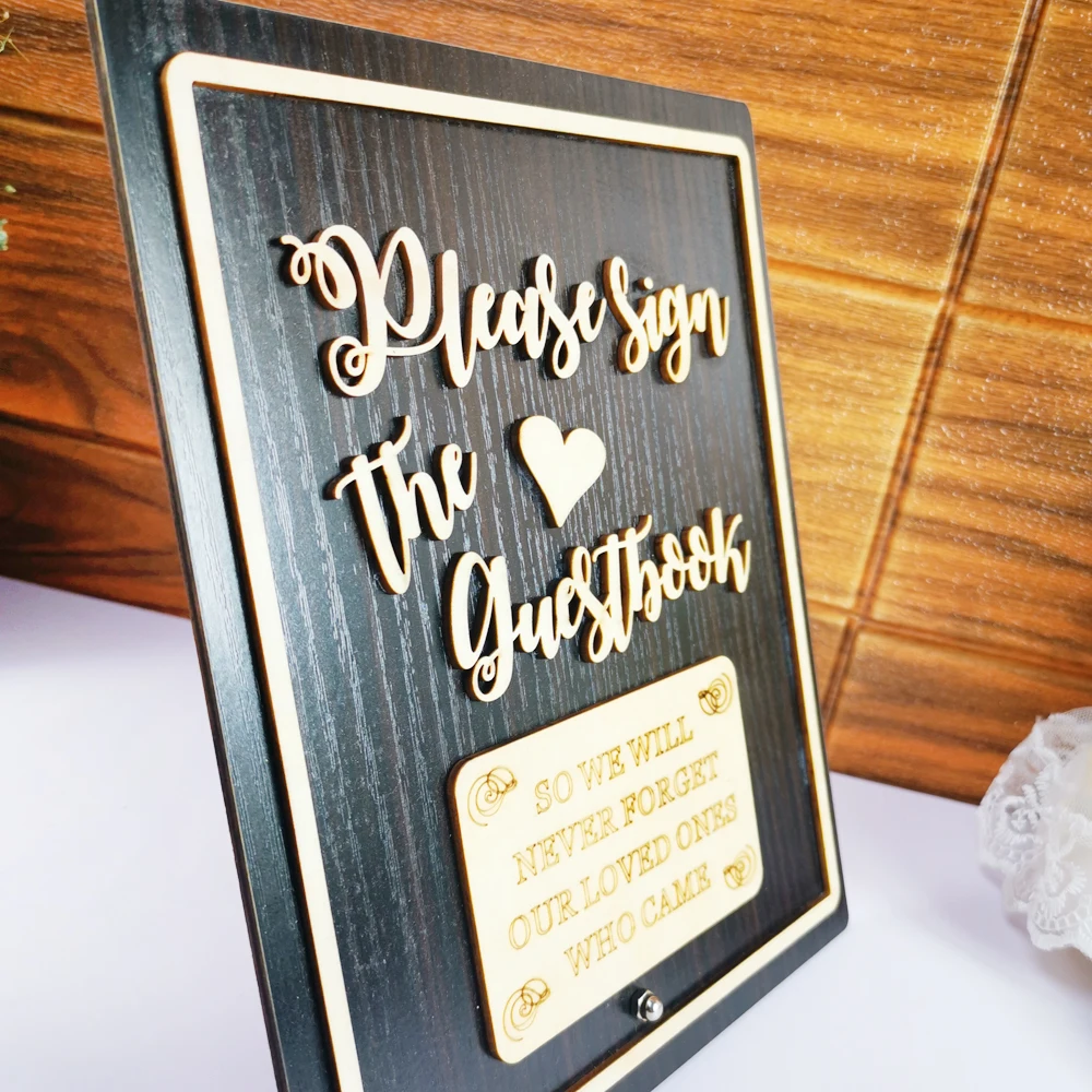 Персонализированные Свадебные, пожалуйста, подписывайте 3D гостинную книжку свадебные пожелания банка Сердца Упаковочная коробка отдельно стоящий знак падение Топ Свадебный декор