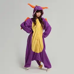 Хит продаж оптовая продажа прекрасный Фиолетовый динозавр Новый Kigurumi пижамы животных Косплэй костюм унисекс