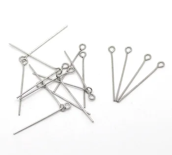 

New Arrival 500 Silver Color Stainless Steel Eye Pins 3cm x 0.7mm(21 gauge)