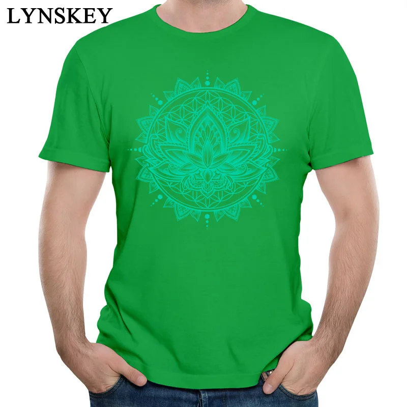 100% Cotton Fabric Tops T Shirt Lotus Mandala - Tosca for Boys Summer T-Shirt Casual Cheap Round Neck Short Sleeve Sweatshirts green