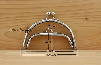 

metal purse frame Double glue on clasp clip nickel 5 inch X 2 3/4 inch AC1