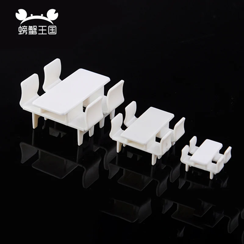 

10 Sets 1:75 1:100 1:150 Scale White Rectangle Dining Table Chair Settee Railway Model