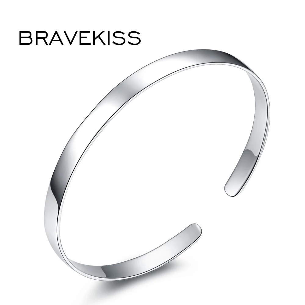 BRAVEKISS браслет из стерлингового серебра 925 для женщин, открытый Регулируемый Браслет-манжета, браслет, рождественский подарок, модное ювелирное изделие BLB0078