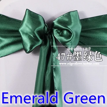 

Emerald green colour high quality satin sash chair bow for chair covers sash spandex party and wedding decoration wholesale