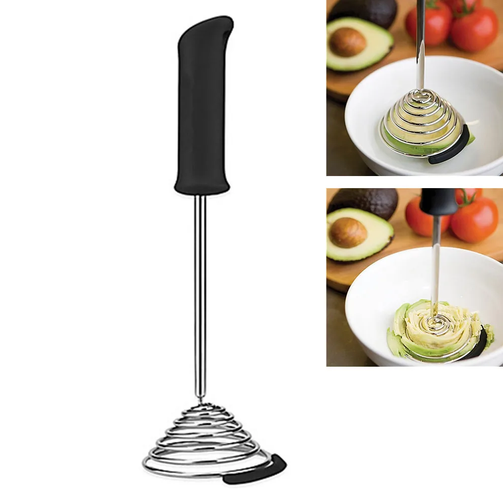 Potato Masher One Press Spring Coil & Pot Scraper Vegetable And Fruit