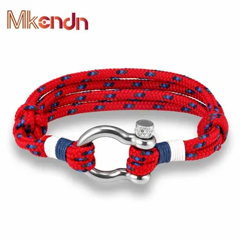 New Arrival Fashion Jewelry navy style Sport Camping Parachute cord Survival Bracelet Men Women Stainless Steel Shackle Buckle