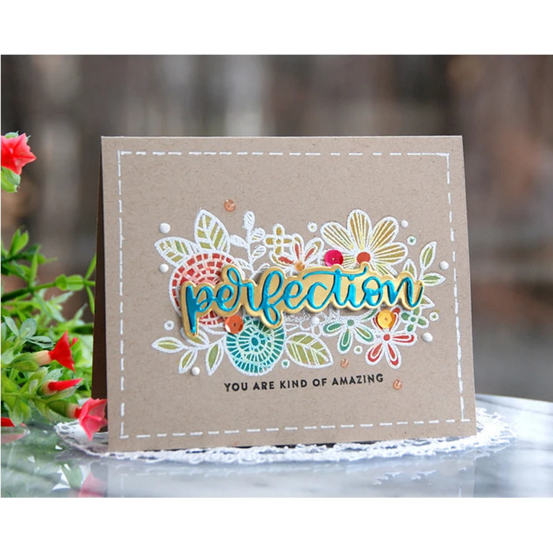 

Perfection Word Metal Die Cuts Cutting Dies For DIY Scrapbooking Embossing Paper Cards Making Decorative Craft New 2018 Diecut