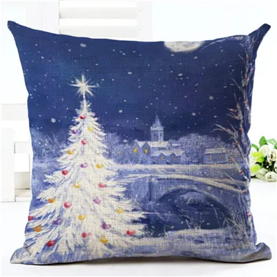 Рождественский чехол для подушки с заглушкой и снегом, чехлы для подушек 45X45 см, чехлы для сидений с цветами и птицами на санях, декоративные подушки для домашнего дивана - Цвет: 21