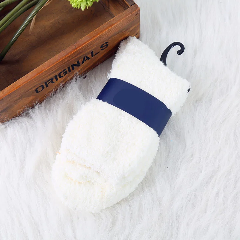 1 пара шерстяных носков в японском стиле; кашемировые носки для сна; теплые мужские носки-тапочки; сезон осень-зима; бархатные носки - Цвет: white