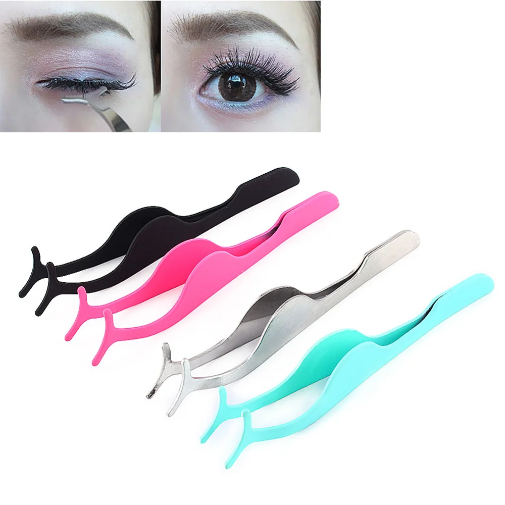 

False Eyelash Tweezers Fake Eye Lash Applicator Eyelash Extension Curler Nipper Auxiliary Clip Clamp Makeup Forceps Beauty Tools