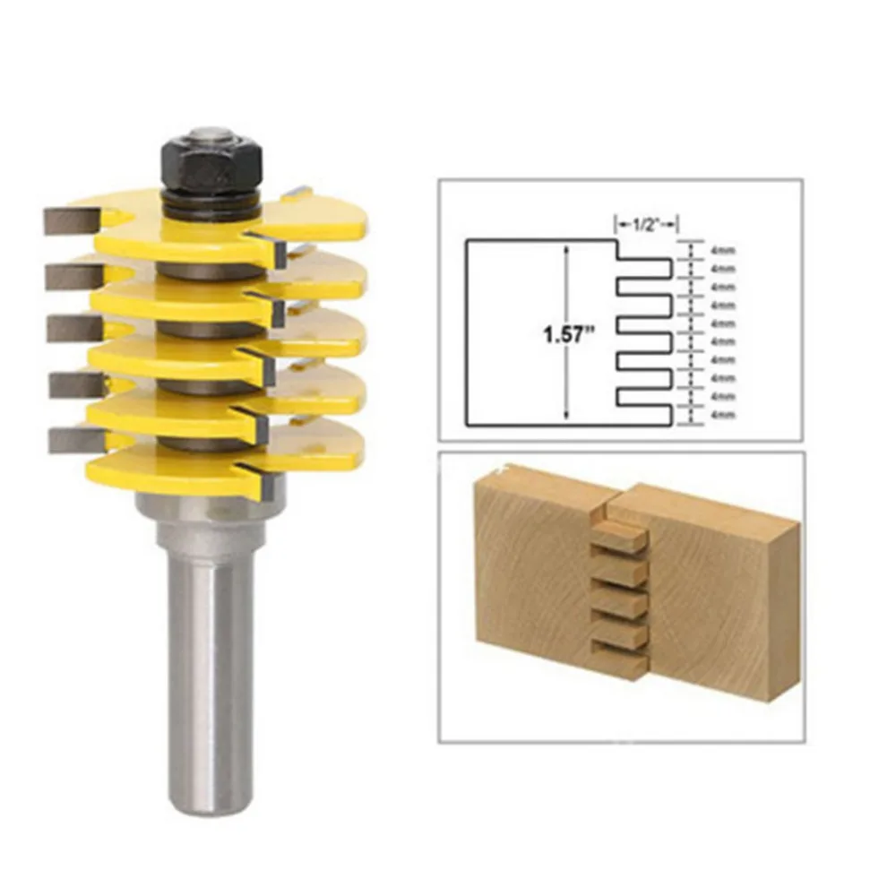 1/2 "хвостовик коробка бит совместного маршрутизатора Регулируемый деревообрабатывающий полный сплит палец сращивания лезвия резак