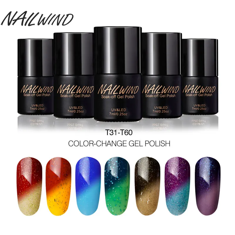 

NAILWIND 7ML T31-60 Color Temperature Change Chameleon Series Semi-permanent Soak Off Gel Nail Polish Nail UV LED Insulation
