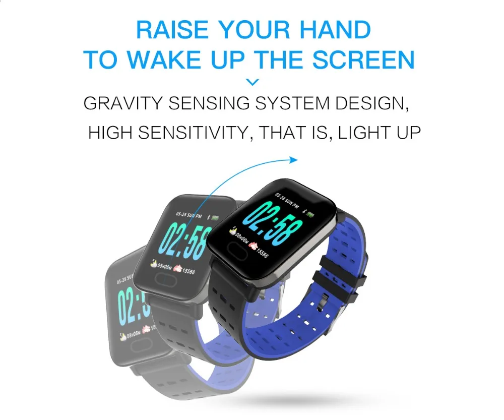 Большой цветной экран фитнес-Браслет датчик сердечного ритма трекер активности Смарт-браслет часы Spo2 кровяное давление для Android IOS Телефон