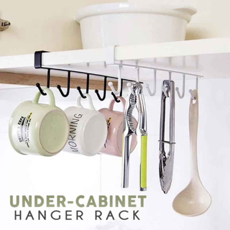 Newly Under Cabinet Hanger Rack With 6 Hooks Kitchen Cupboard