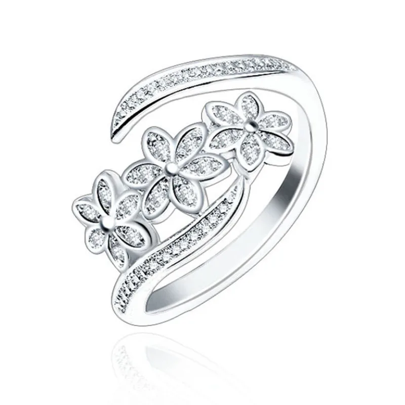 

New LNRRABC Elegant Flowers Finger Rings Stainless Steel Rings For Women Crystal Ring Fashion Jewelry Wholesale Dropshipping