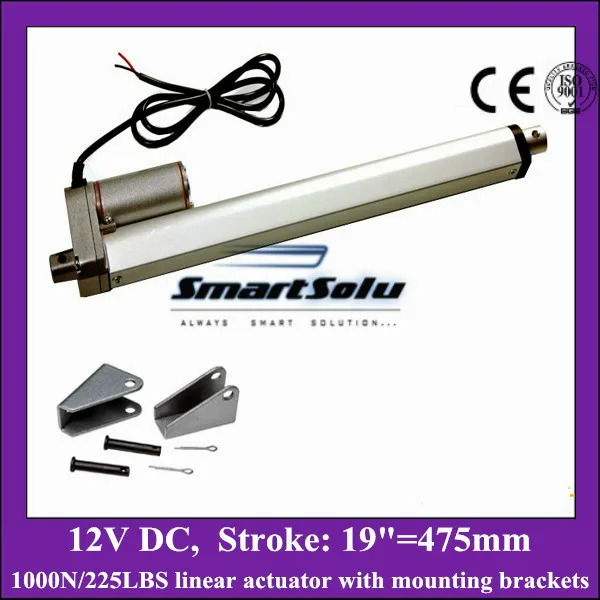 

12v linear actuator with mounting brackets, 19inch/ 475mm stroke with 1000N/ 225lbs load electric linear actuators