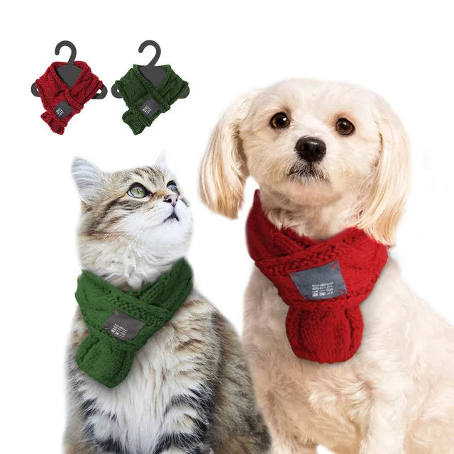 Теплый кот собака шарф воротник Pet галстук-бабочка Handmake шерсть зима кошка собака шарфы Новый год украшения аксессуары для Чихуахуа Тедди