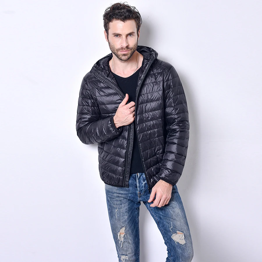 

2016 New Ultralight Men 90% White Duck Down Jacket Winter Autumn Zipper Duck Down Coat Waterproof Down Parkas Outerwear Hooded
