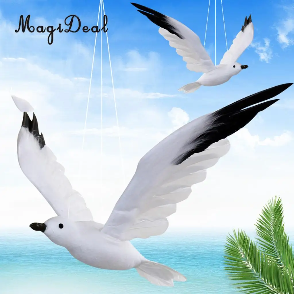 Wall Hanging Decor Feathered Foam Seagull Birds Wall Sculpture Tree Decor Ornament Figurines Miniatures Statue Craft